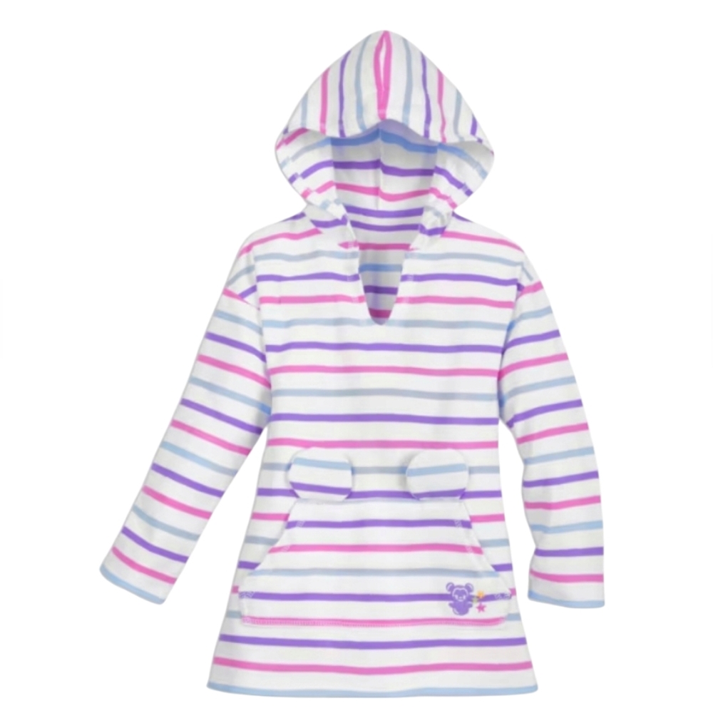 Disney Store Minnie And Mickey Girls Striped Long Sleeve Swim Cuver Up Size 7/8